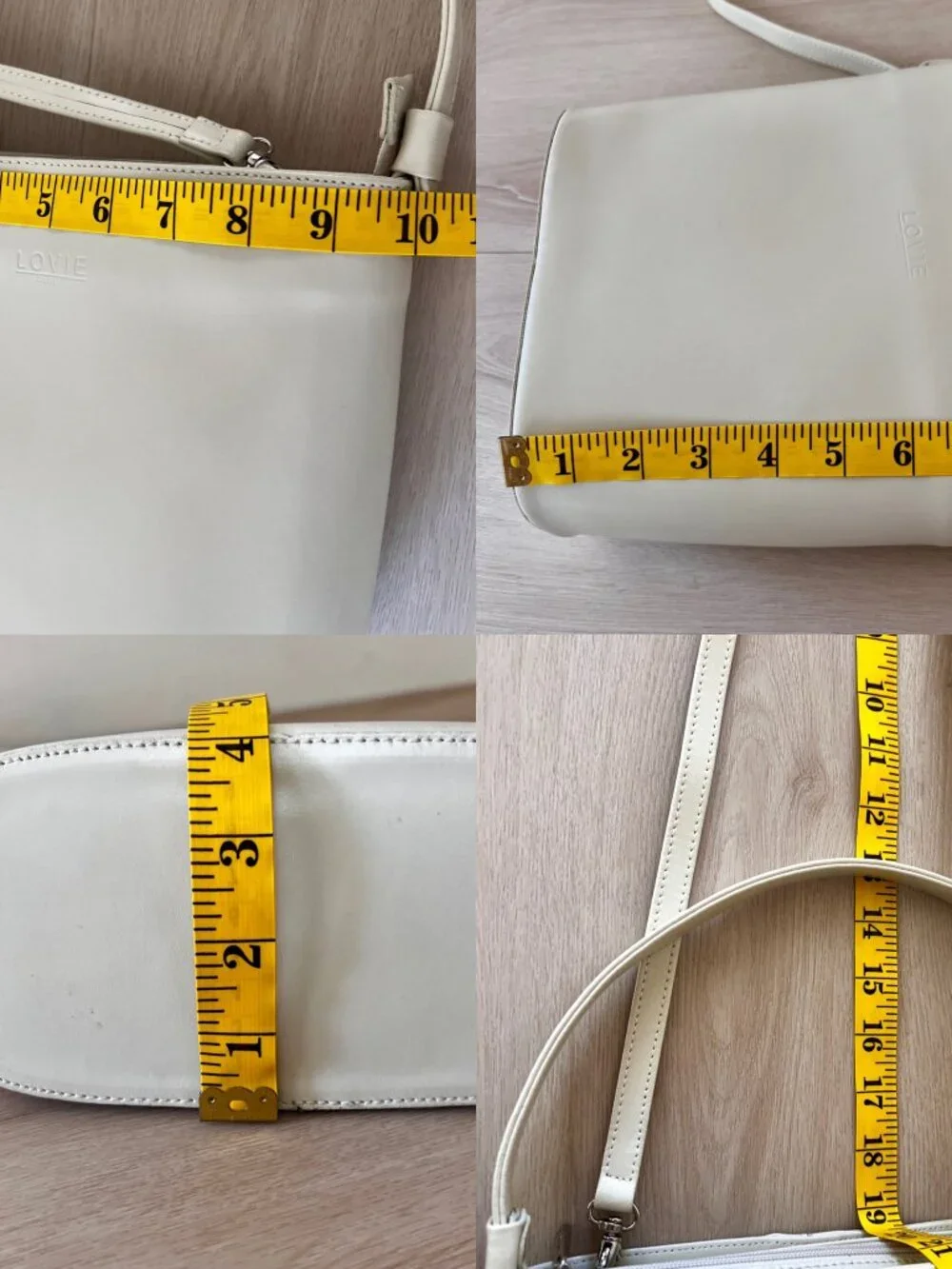 LOVIE Paris Faux Leather Cream Lady Like Top Handle Structured Bucket Crossbody